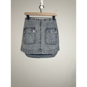 Manning Cartell Acid Wash Denim Cargo Mini Skirt - Curved Hem - AU 8 / US 4